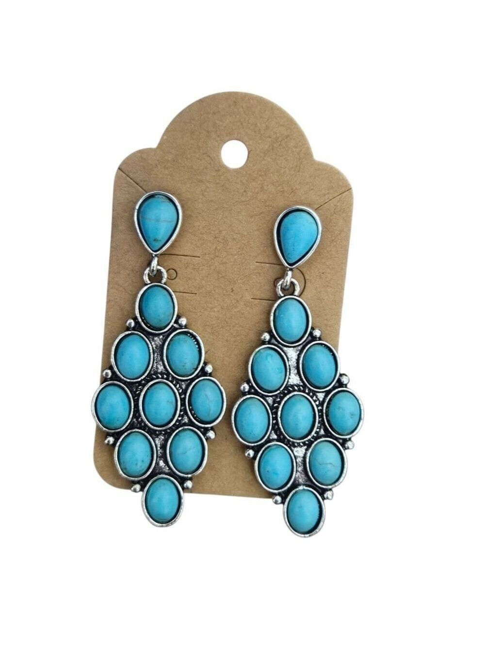 Western Style Boho Dangle Faux Turquoise Stone Earrings